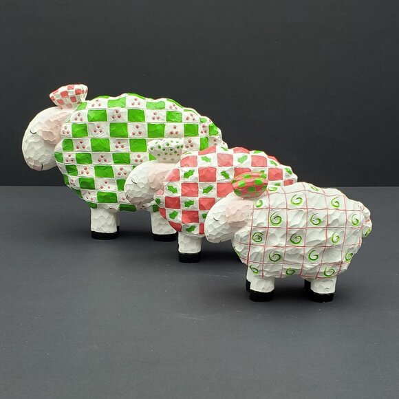 Resin Sheep Figurines in Holiday Sweaters Christmas Sheep Figures Statues Decor - Picture 3 of 6